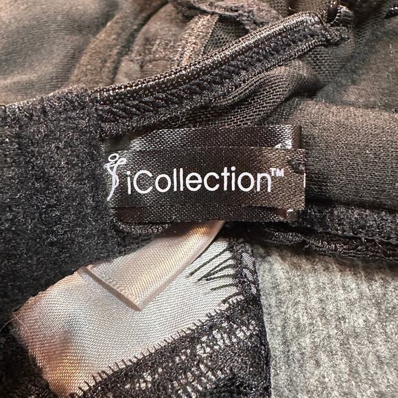 iCollection Nightie Womens Medium Black Silver Lace V Neck Bustier Corset Style - Picture 5 of 13